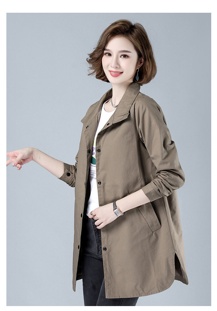 恒源祥21春秋款带里布棉风衣中长款女年春装新款宽松时尚洋气中年妈妈