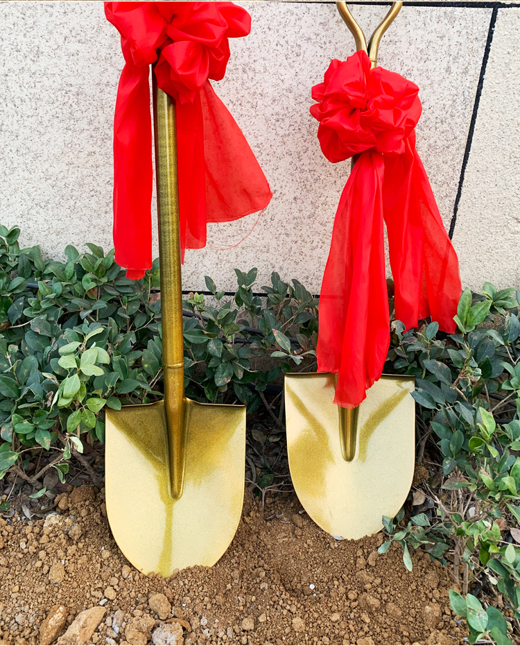 诚信工 奠基庆典开工仪式专用金铲子 奠基铲金色铁锹 动工挖土工具