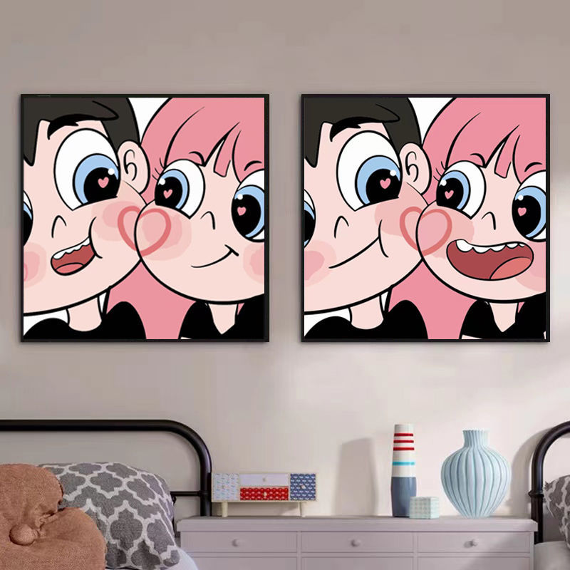 油画diy人物画情人节礼物七夕手工涂色女友装饰画 情侣头像【男款】