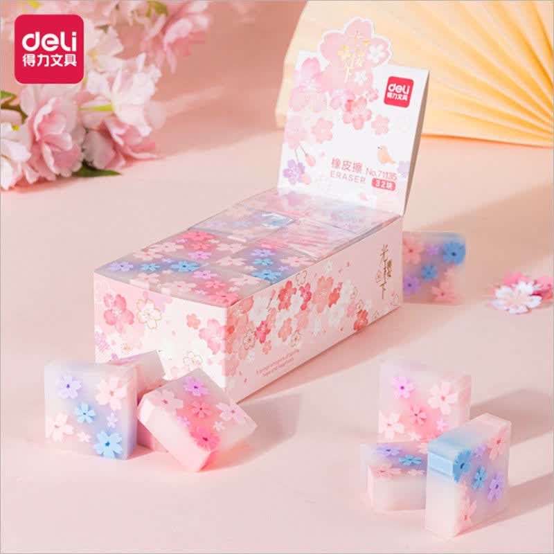 神济橡皮檫樱花橡皮小学生专用创意可爱少女心少屑擦得干净不留痕方形