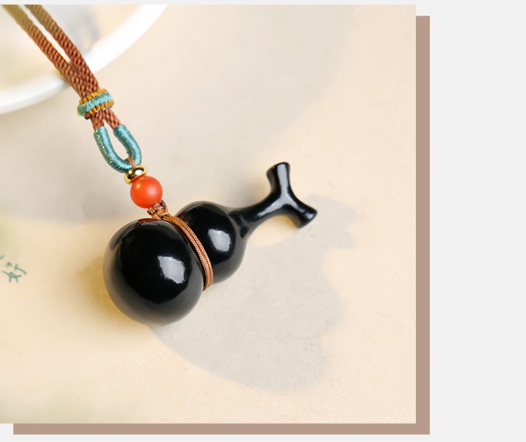 520礼物印象眸和田玉吊坠福禄双全墨玉黑玉葫芦男女款玉石挂件附送