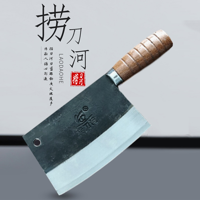 捞刀河手工锻打非遗传承匠人打造碳钢夹钢铁菜刀轨道钢耐用锋利耐磨