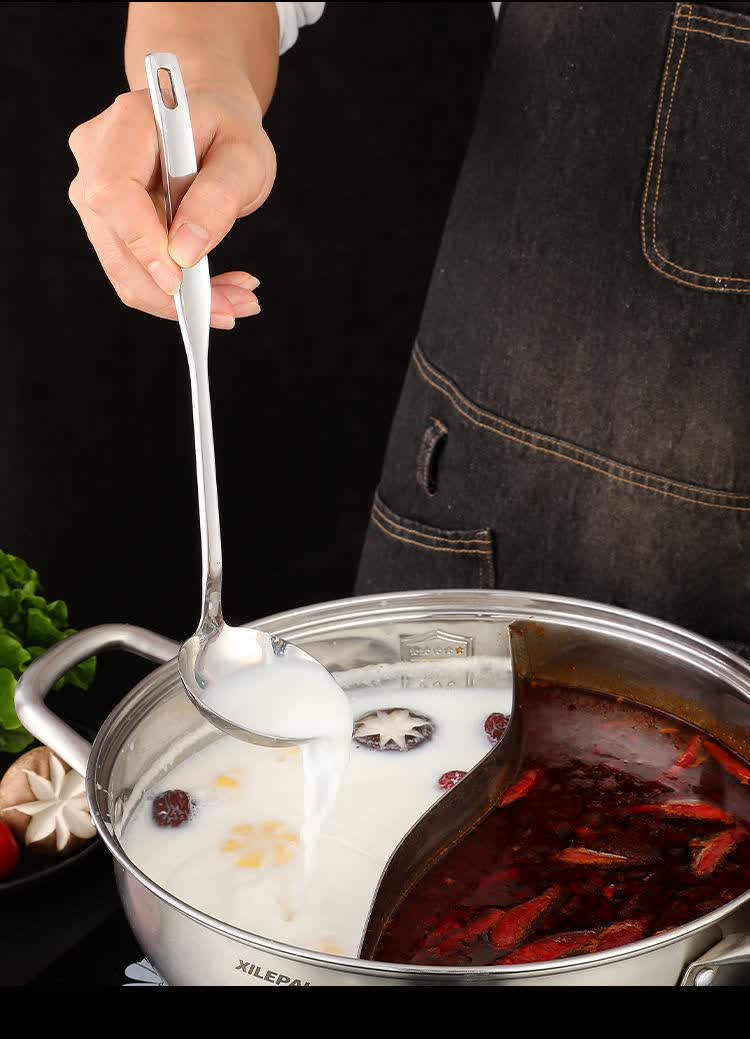 不锈钢加厚滤油勺汤勺漏勺火锅勺滤油厨房过滤勺盛汤盛粥不锈钢直柄滤