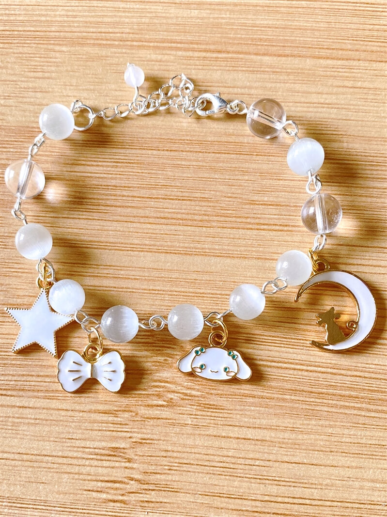 儿童玉桂狗手镯闺蜜水晶石玉桂狗手链女孩ins小众设计儿童可爱生日