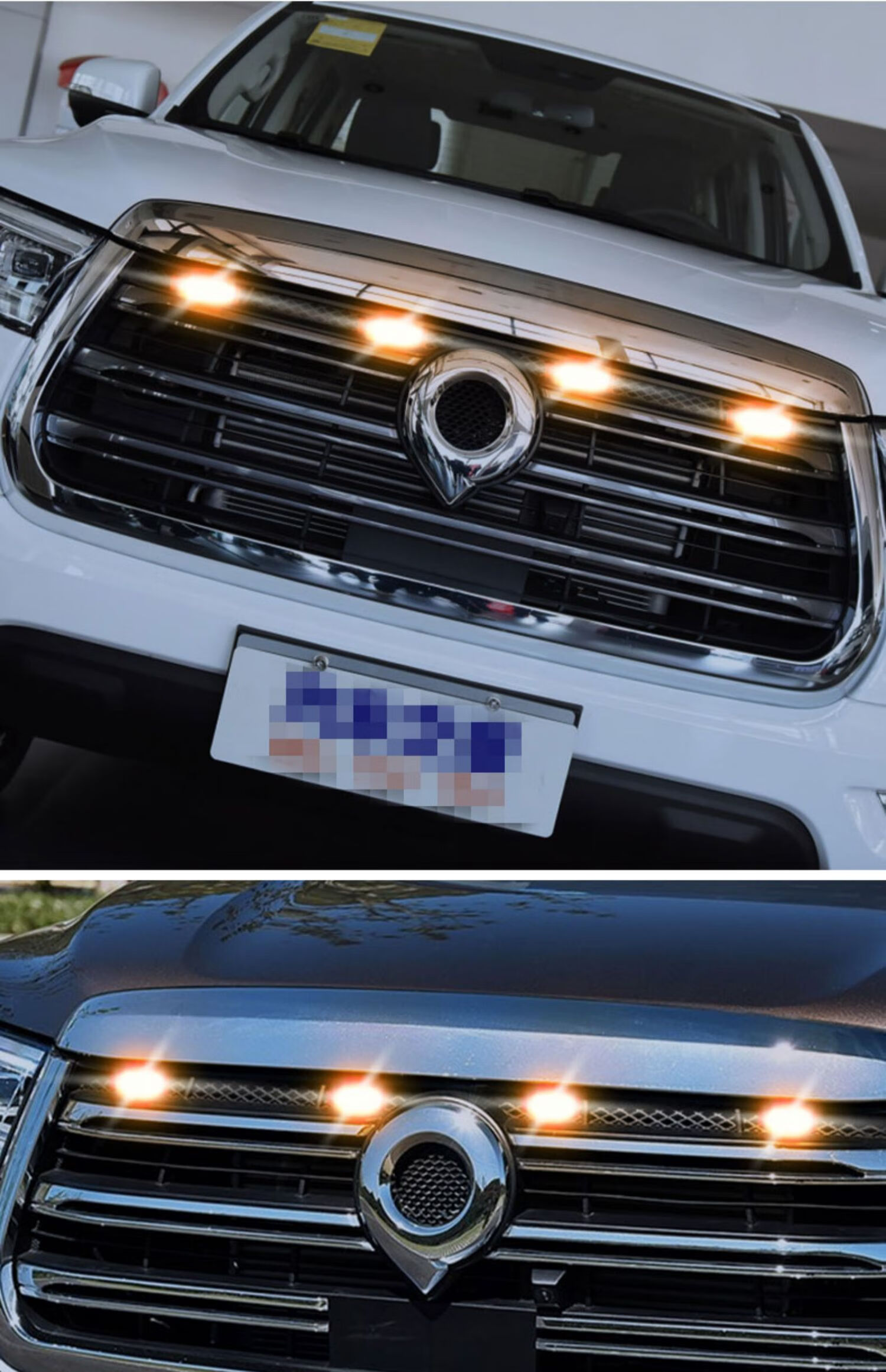 长城炮专用中网小黄灯越野皮卡汽车改装饰前脸开道led警示爆闪灯 中网