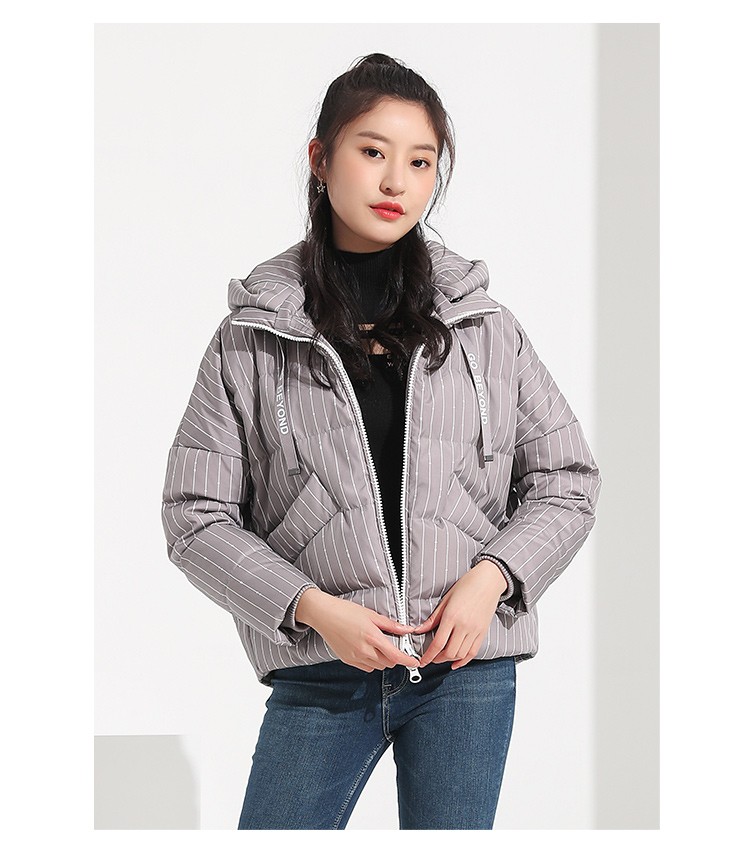 千仞岗新款短款羽绒服女宽松休闲连帽加厚羽绒面包服女潮流星灰