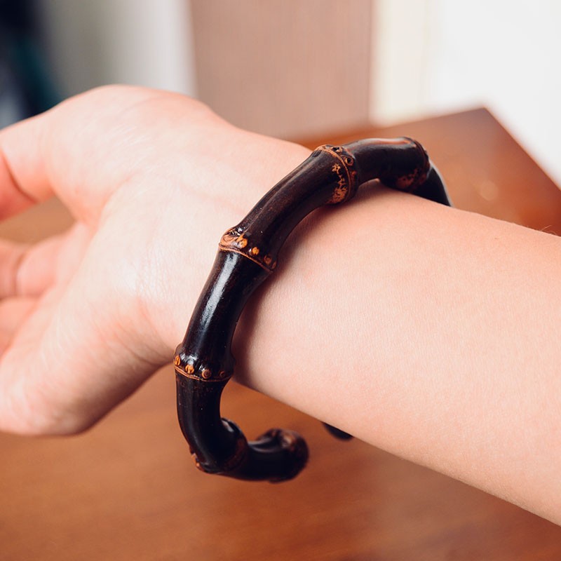 豪珠手工紫竹手镯西藏鸡血藤男女款情侣原创设计植物网红款礼品饰品