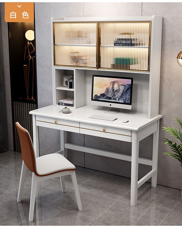 白华 书桌 儿童现代简约橡木木皮异形蝴蝶书房艺术大书桌 原木色 1.