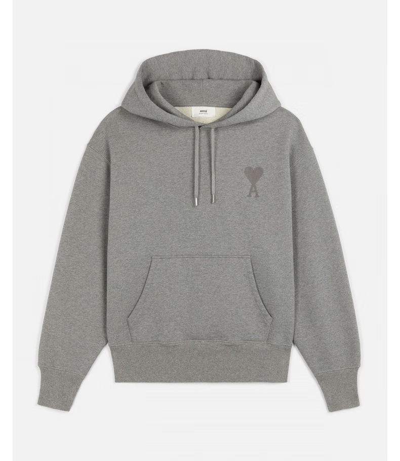 ami男士经典款爱心款棉质纯色休闲运动简约宽短刺绣连帽logo卫衣 055