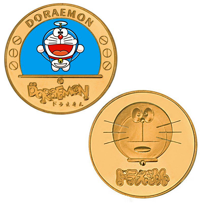 哆啦a梦纪念币动漫周边机器猫公仔黄金硬币工艺品儿童玩具收藏8090