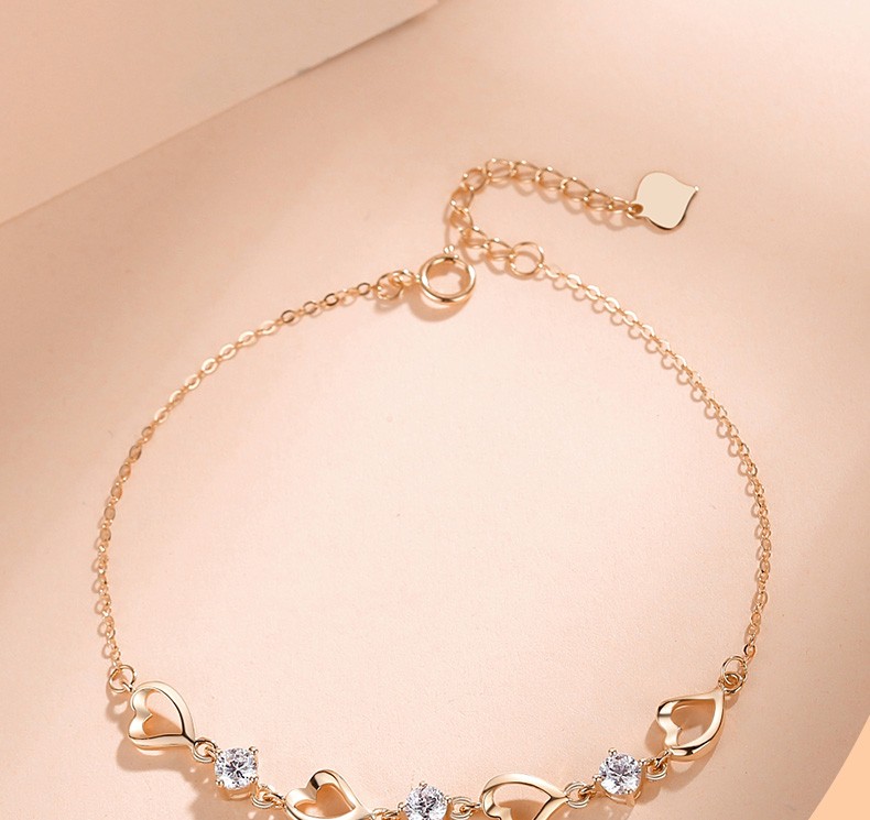 圣雅罗18k金心形手链女玫瑰彩金女士时尚珠宝首饰品老婆生日情人节