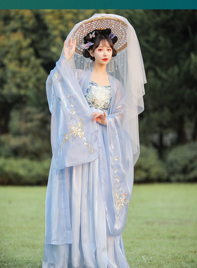 bibing唐制原创汉服女裙中国风古装绿色广袖流仙裙超仙飘逸改良夏款