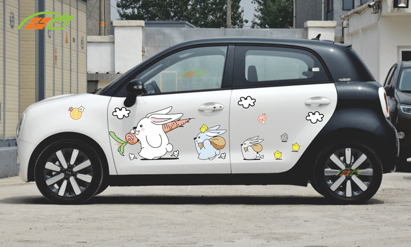 小兔子车贴卡通可爱汽车贴纸划痕遮挡车身创意装饰贴车门个性拉花小