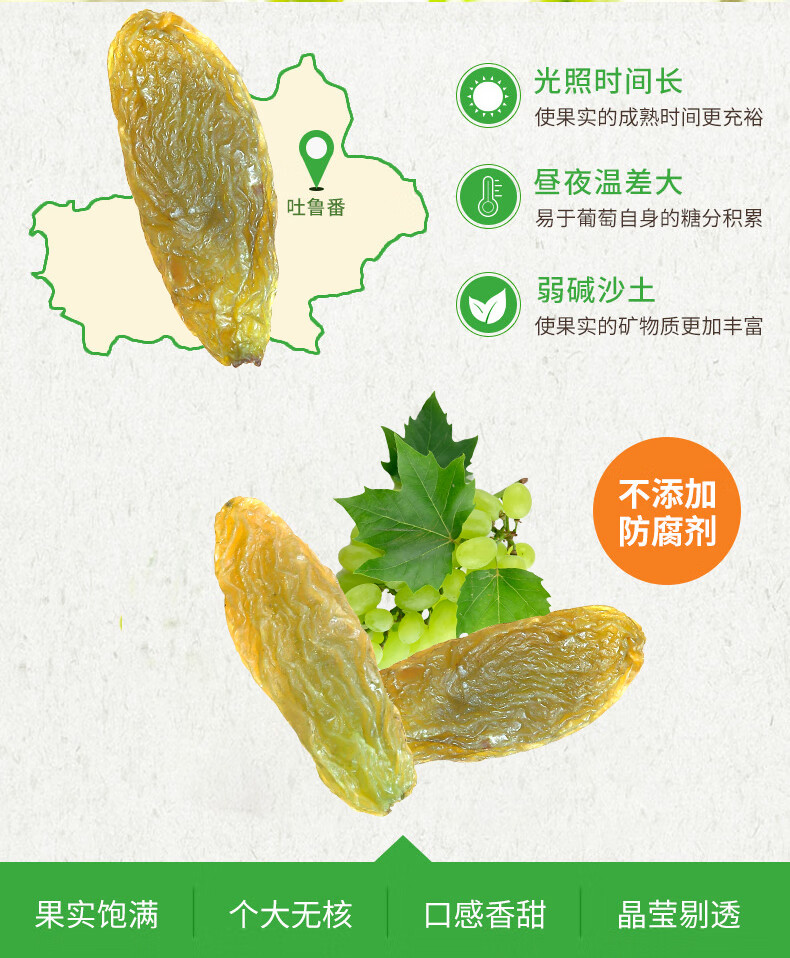 106142-贝鼠果果新疆特产吐鲁番精品葡萄干散装袋装大颗粒新货批发 精品葡萄干 500g*1袋-详情图