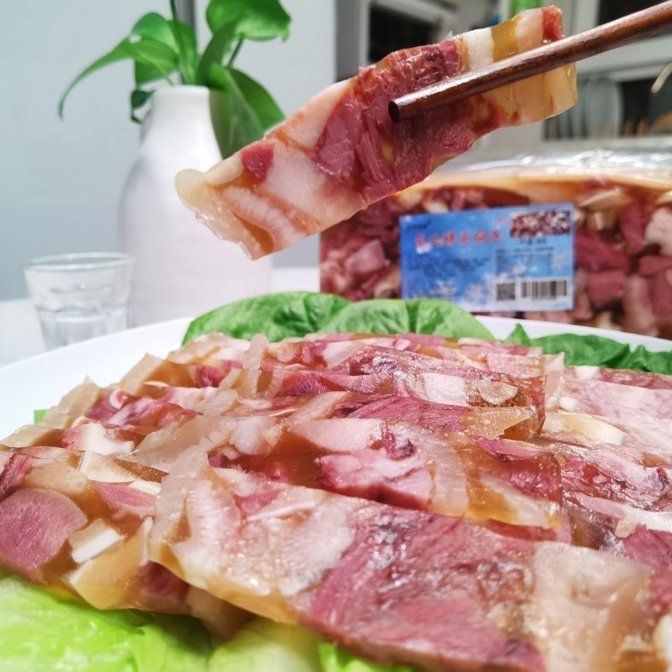 东北猪头焖子猪皮冻猪头肉皮冻即食凉菜下酒菜东北特色风味 2袋共770g