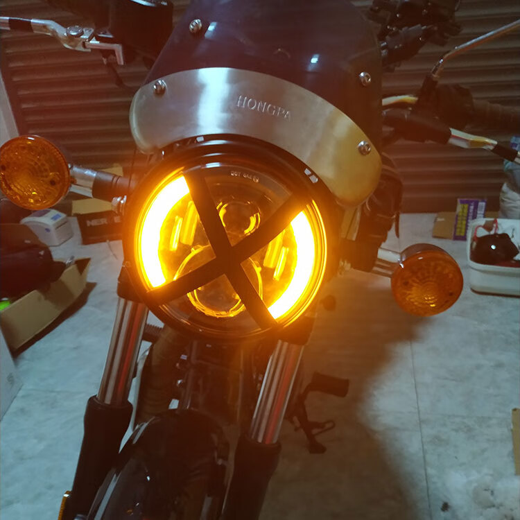 贝纳利幼狮250大灯适用帝国400 502c改装幼狮500/250黄龙300/600圆灯