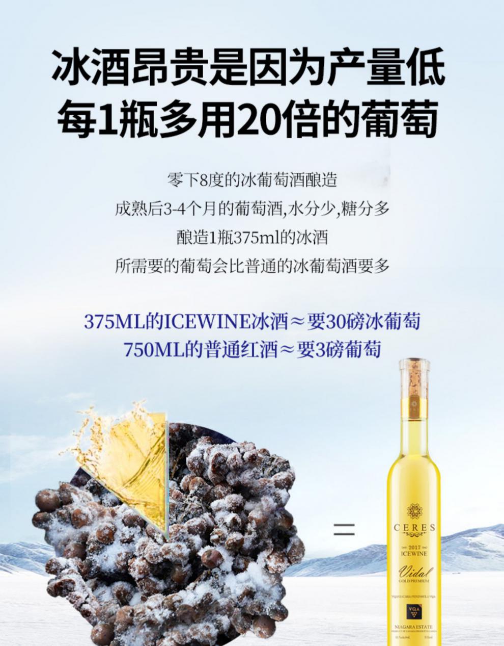 加拿大进口冰酒甜冰白葡萄酒甜酒果酒红酒双支自饮装冰白冰红