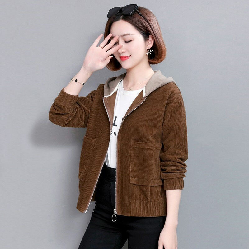 短外套女装冬季加绒加厚灯芯绒短款百搭宽松夹克女2021秋冬季新款韩版