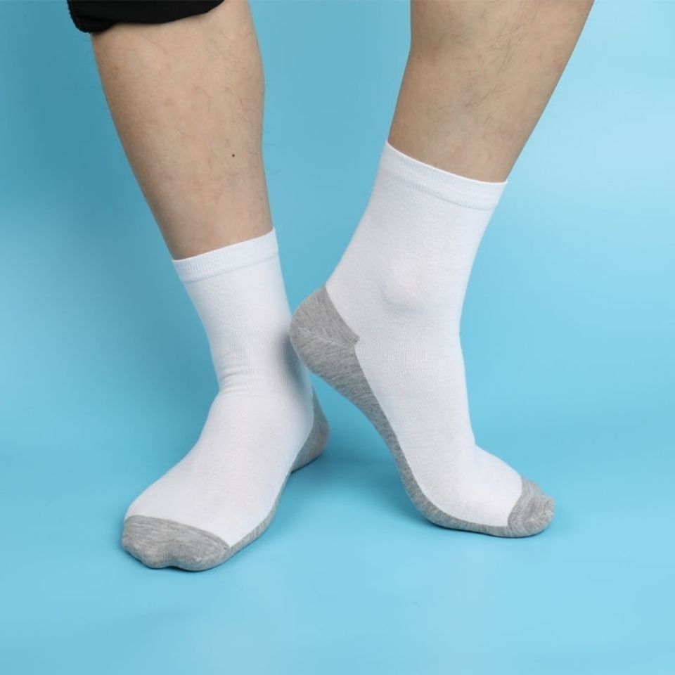 灰底袜子男中筒潮流秋冬厚款棉袜运动春夏拼色a白面灰底5双装4044脚码