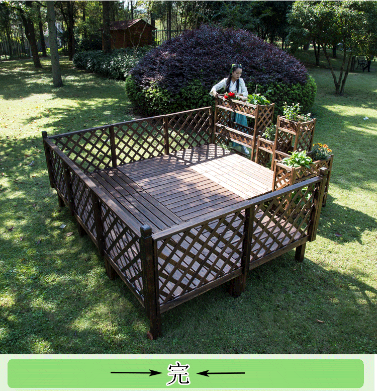 防腐木地板户露台外阳台木板花园庭院平台室外院子自铺碳化木地台 长