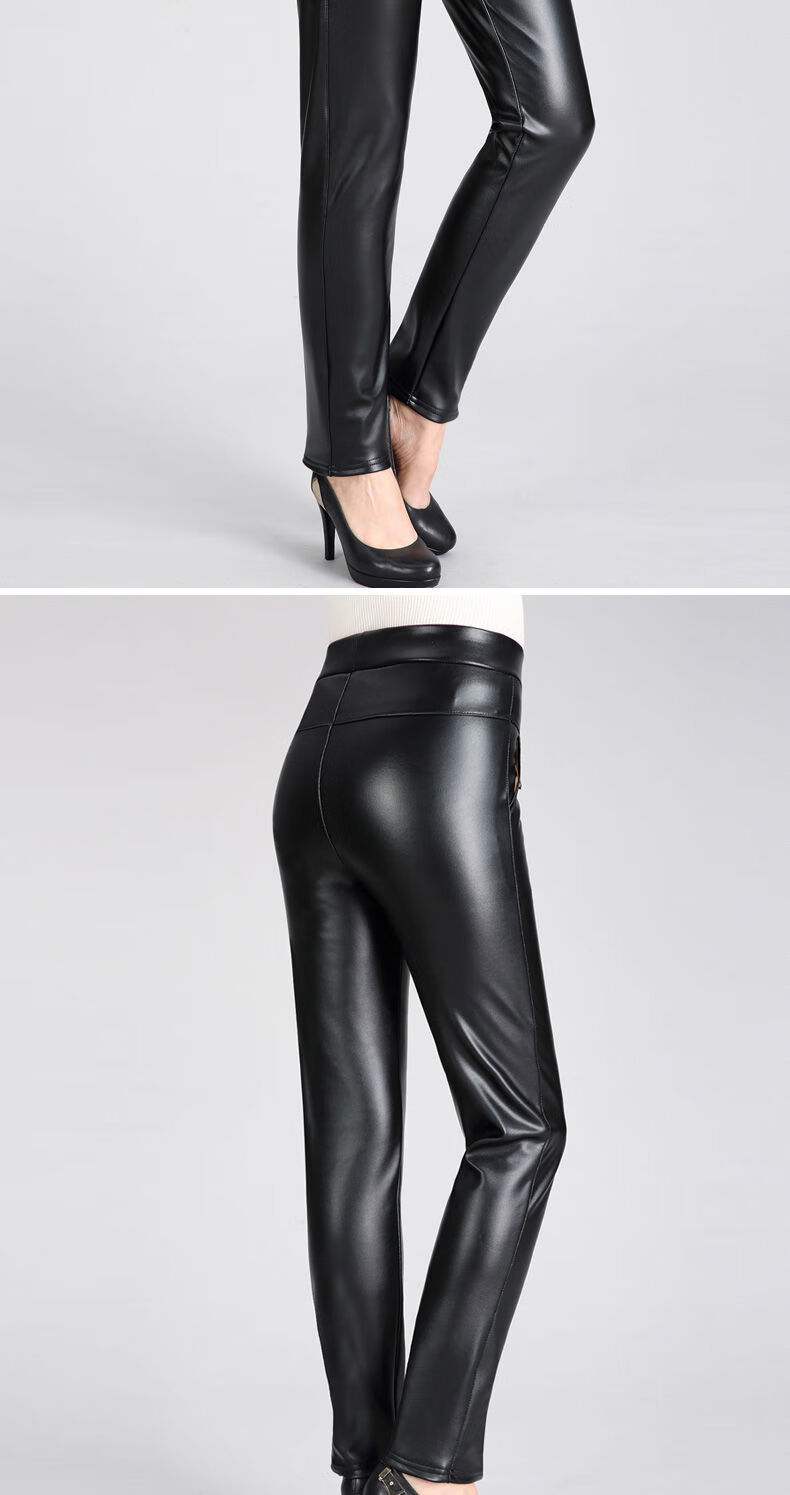 新品妈妈裤子皮裤女高腰长裤中老年女裤秋冬季加绒加厚款女士外穿直筒