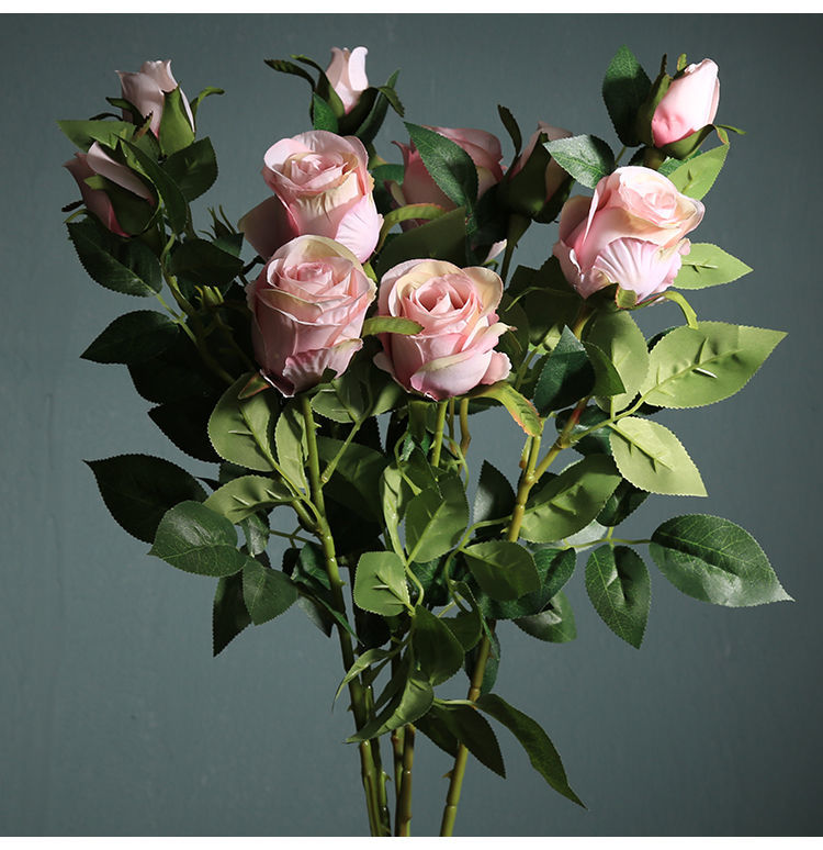 精选直发保加利亚玫瑰花束美式仿真花假花人造花单支客厅摆件花卉绢花