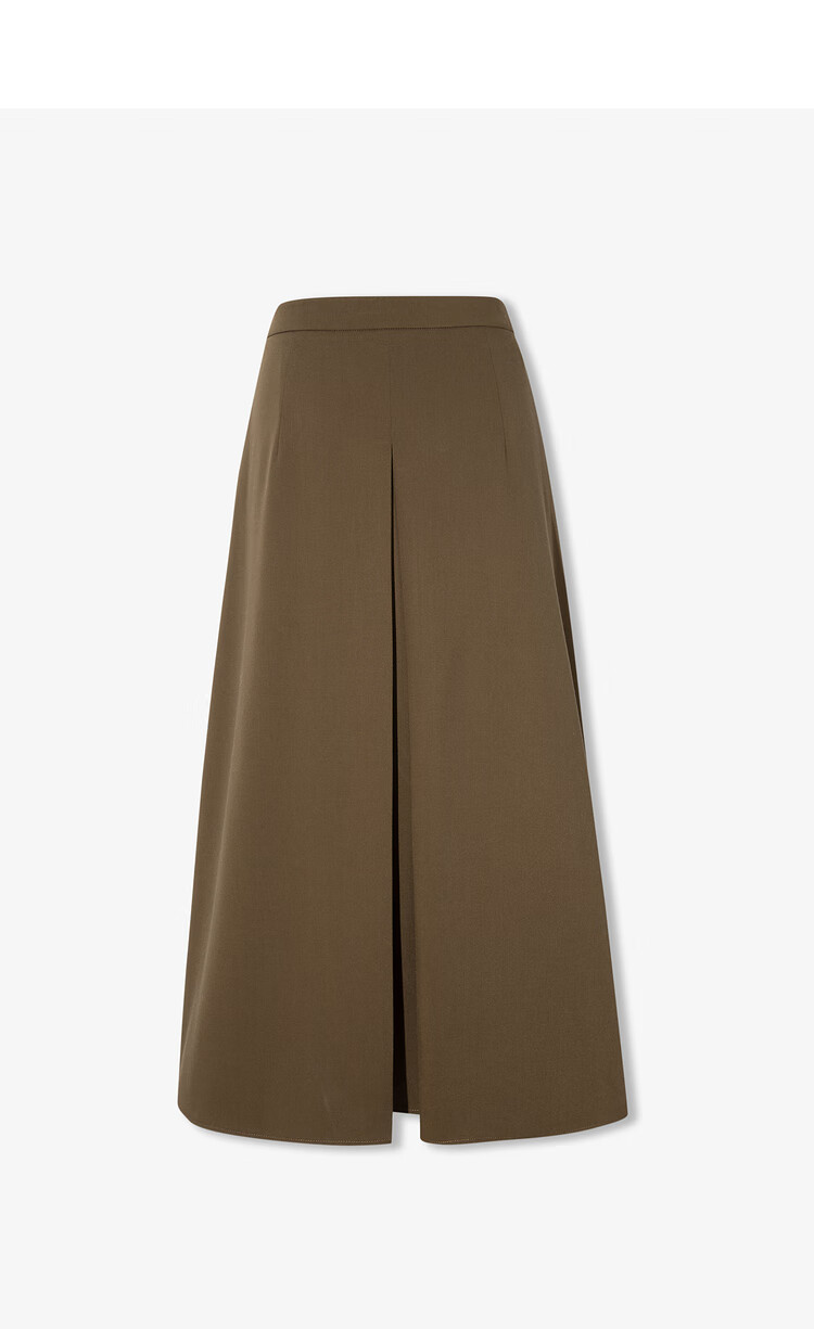 秋季新款一片式褶裙气质中长款高腰a字半身裙5c9140991深栗色16568al