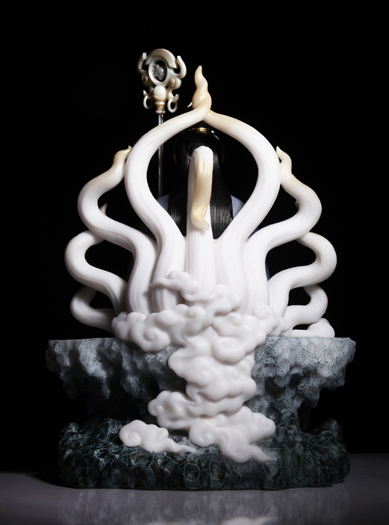 圣丰佛像九尾狐仙娘娘神像家居客厅摆件狐皇狐后灵狐供奉摆件 12寸霜