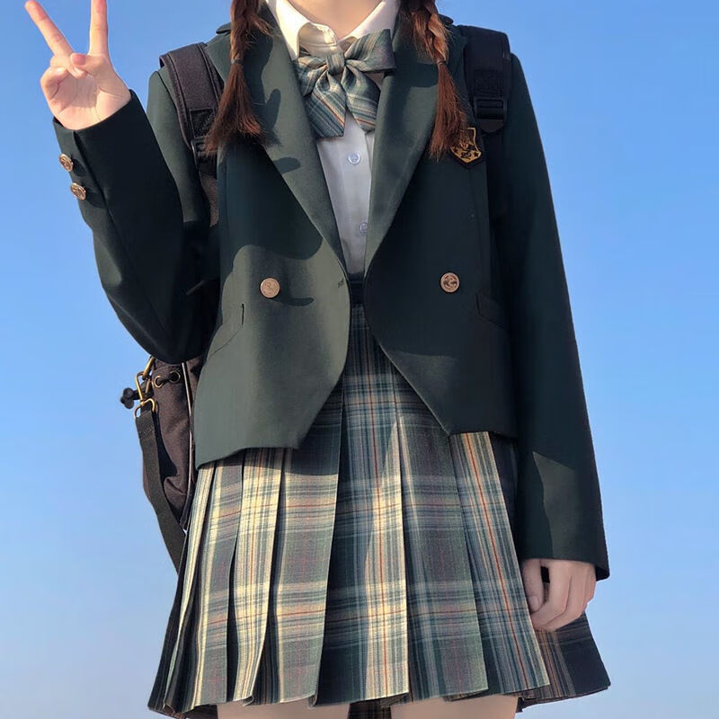 晚苏全套jk制服裙正版原创西服套装学院风秋冬季一整套女学生外套校供