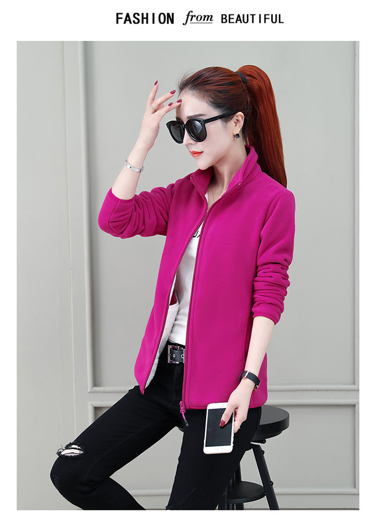 抓绒衣摇粒绒外套女秋冬短款年新款开衫百搭加绒加厚保暖上衣sn0902