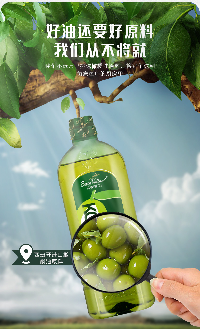 康倍多贝蒂薇兰初榨橄榄油618ml*2瓶 含10%调和油食用油 618ml*2瓶