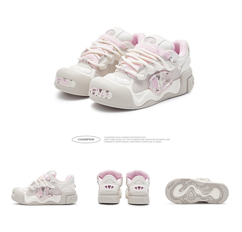 Champion American Champion Sneakers for Women And Men, Trendy Fashionable Thick-Soled Height-Increasing Casual Puffy Bread Shoes 24FWT03 34