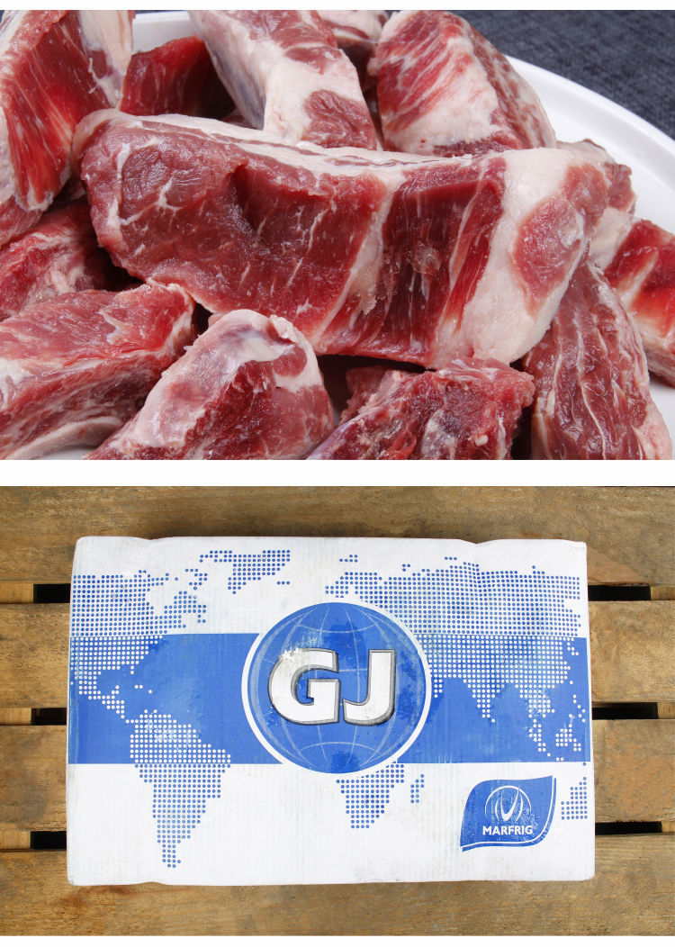 5斤装进口肩部牛肋条冷冻新鲜原切牛肉肋排肉整块烧烤餐馆商用2500g