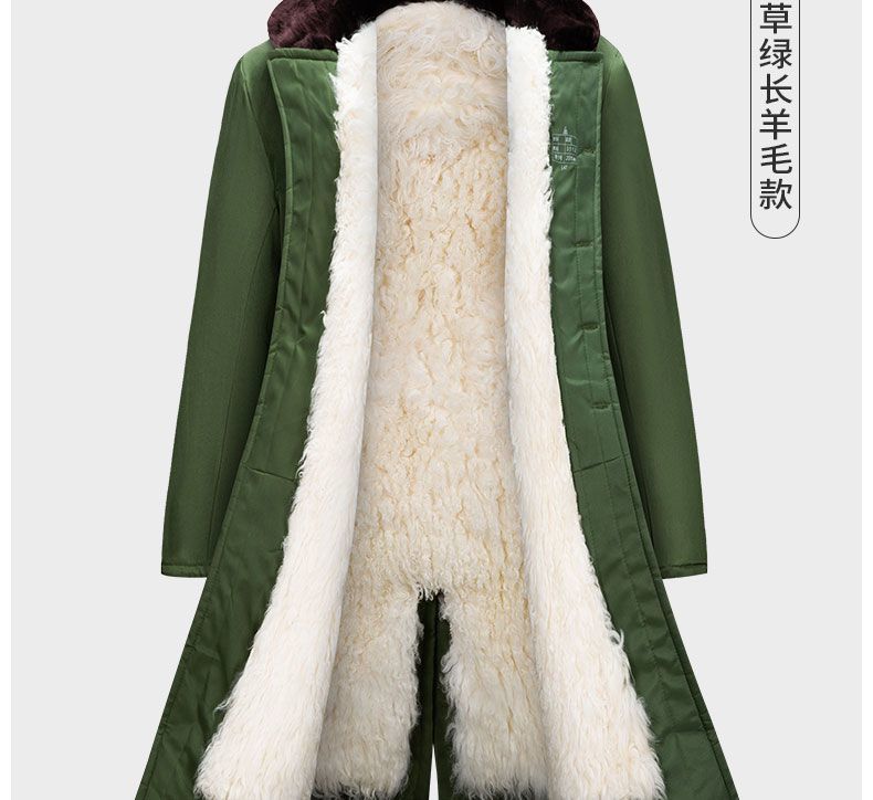 羊皮毛一体纯羊毛军大衣男冬季加厚长款劳保工作棉服防寒棉大衣袄