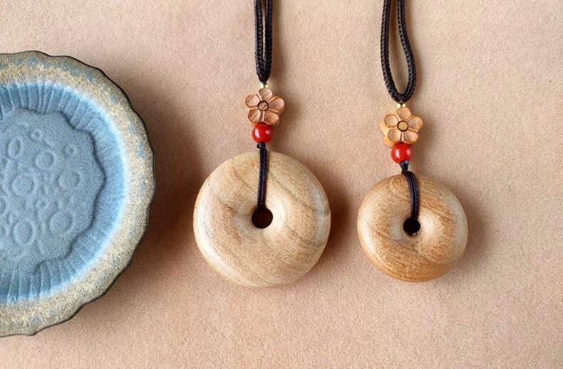 顶盈桃木平安扣吊坠男女款天然原木项链挂件护身符饰品随身钥匙扣挂绳