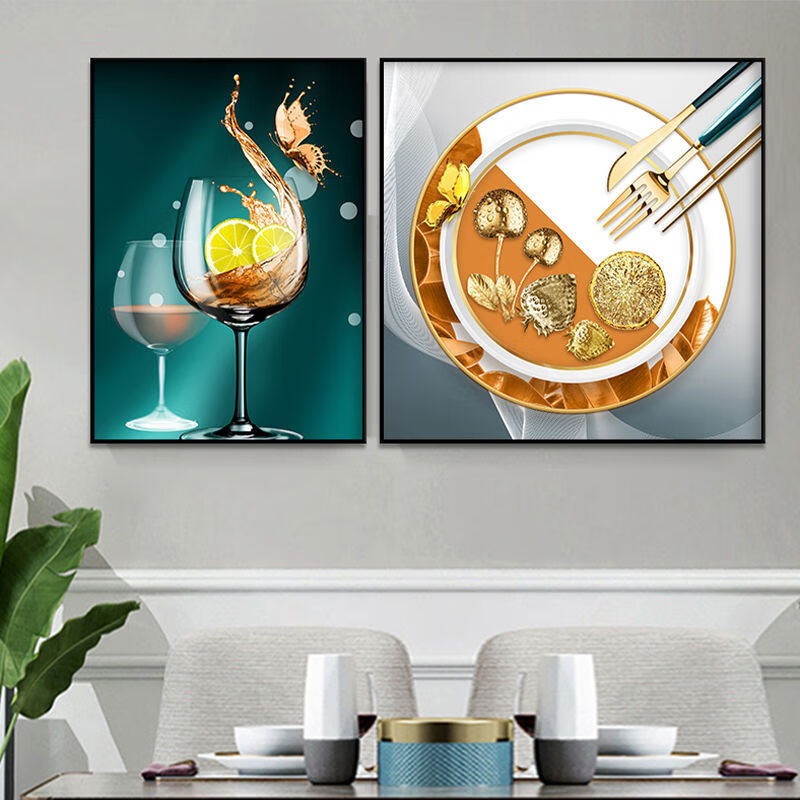 装饰字画餐厅装饰画现代简约歺厅挂画饭厅餐桌背景墙面壁画厨房热熔晶