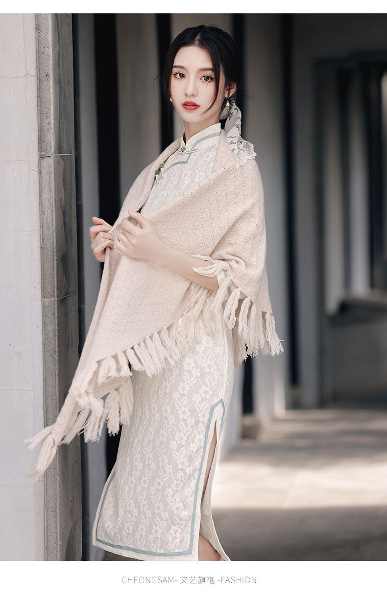mlcriyg旗袍披肩外套2021年高端复古民国风斗篷外搭外套年轻款少女老