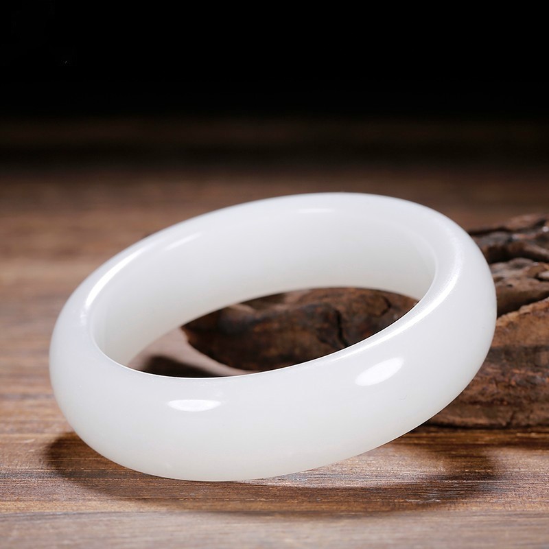 顶妃新疆和田玉宽条玉镯收藏级羊脂白玉女款正装宽版扁条玉手羊脂玉