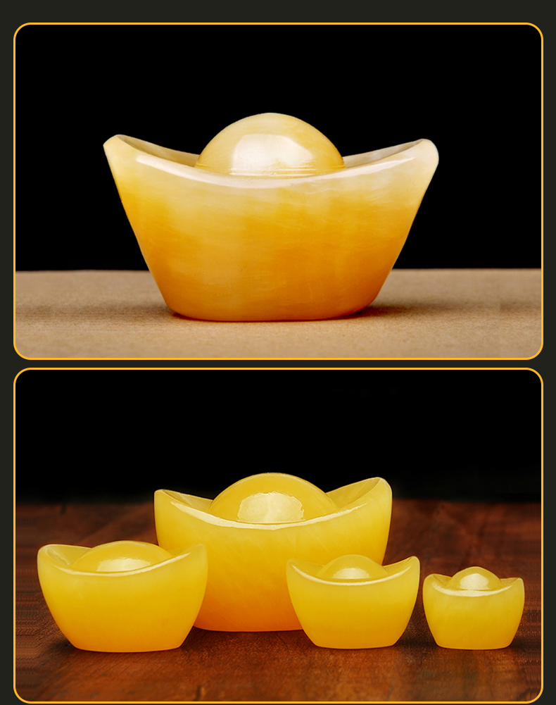 泰山祥云阁米黄玉元宝黄玉石摆件工艺品家居装饰米黄玉元宝大号52cm