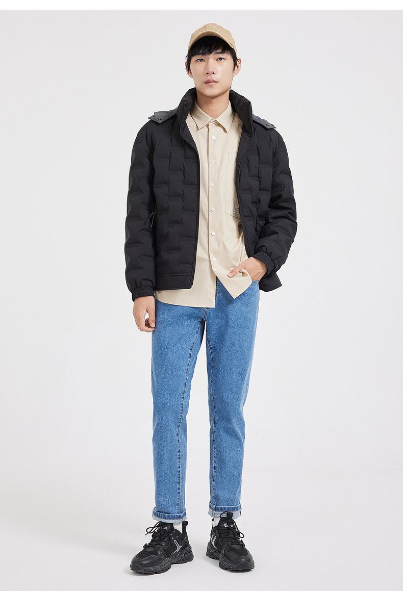 男装 羽绒服 卡宾(cabbeen) cabbeen/卡宾男装休闲黑色羽绒外套2021