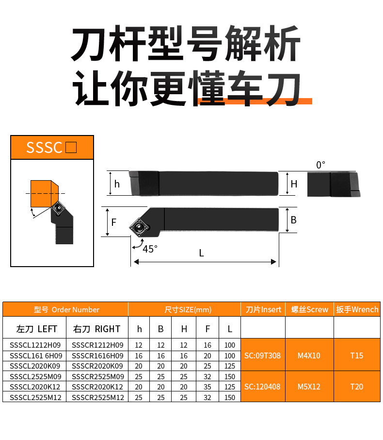 外圆车刀ssscr1616h09数控车床刀具机夹加长菱形45度专用切割刀杆 sss