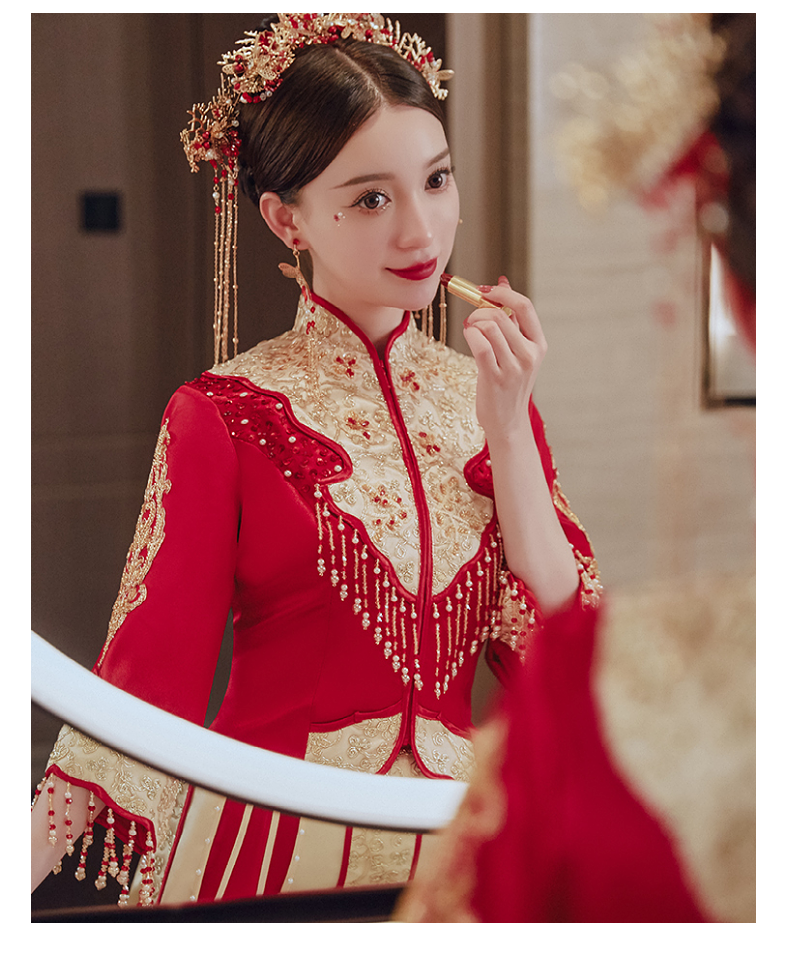 枝己zeimssmm秀禾服2021新款中式新娘服结婚礼服古装婚纱敬酒服龙凤褂