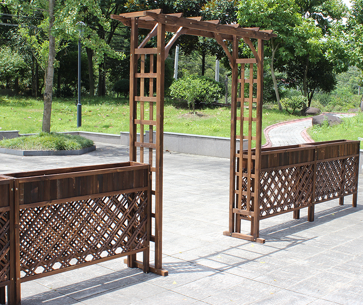 葡萄架月季爬藤架户外庭院实木花园门圆形碳化宽120高215新款小号大