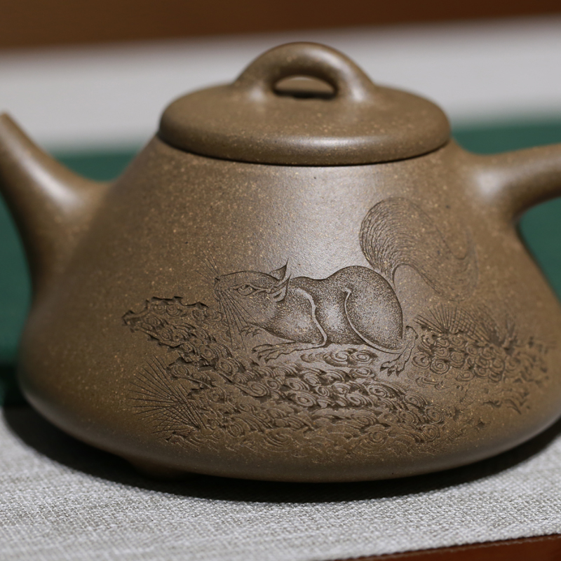 【德轩堂】宜兴陶刻绘名家张晔紫砂壶纯全手工十二生肖子老鼠子冶石瓢