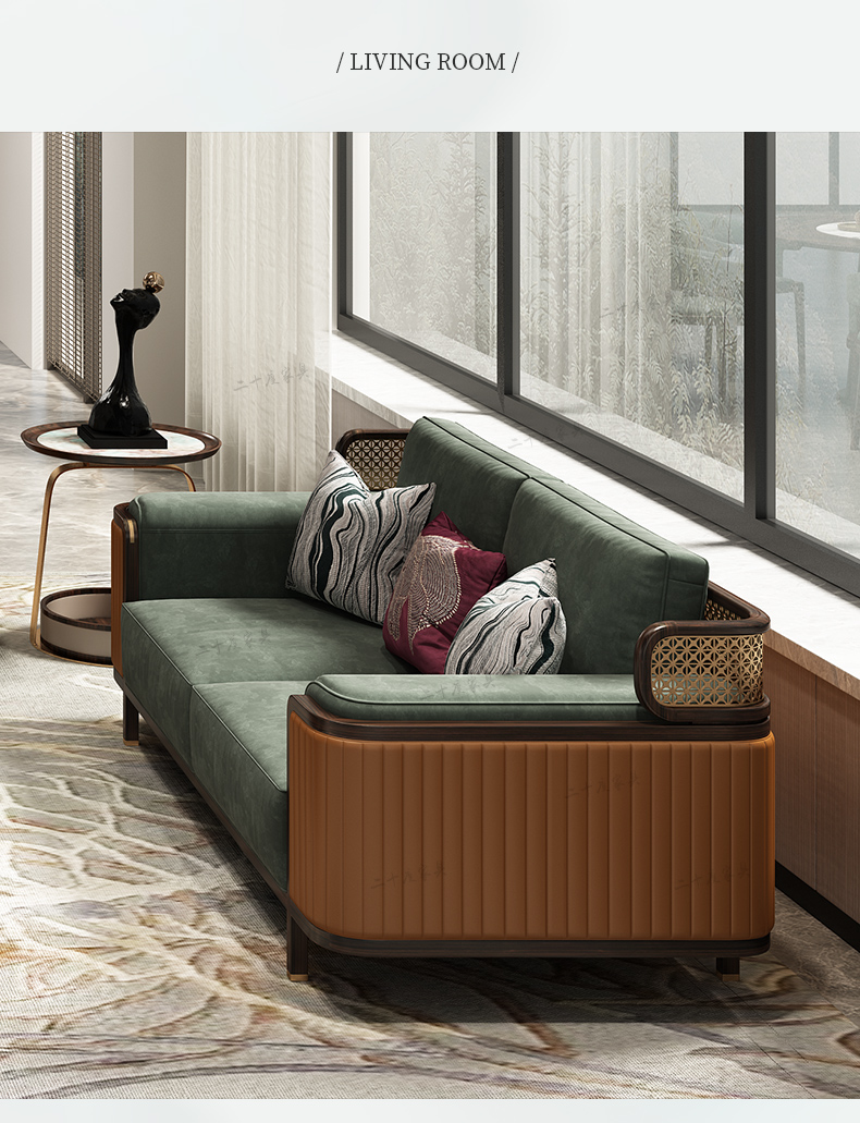 二十度实木沙发新中式沙发客厅现代中式龙凤檀木轻奢简约沙发客厅家具