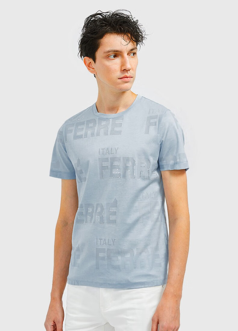 ferre费雷意大利奢侈品男装时尚短袖t恤男夏季新款轻奢棉质圆领t恤