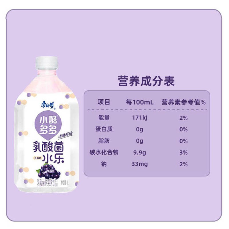康师傅小酪多多巨峰葡萄乳酸菌味果味饮料1l瓶装夏季休闲聚会节日饮品