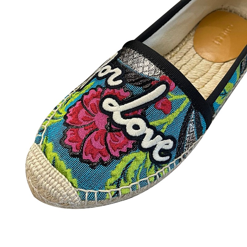 【特价】gucci 古驰绸缎刺绣女士渔夫鞋休闲鞋女鞋一脚蹬奢侈品礼物