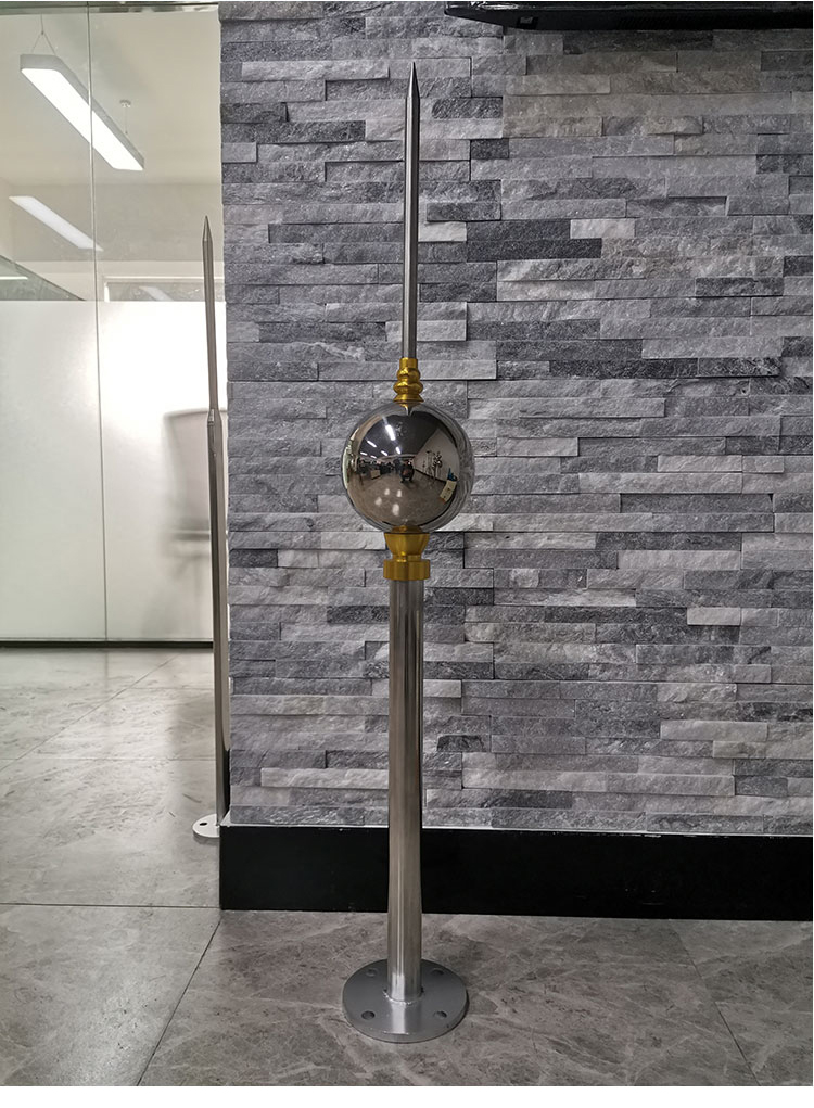 定制避雷针屋顶室外家用别墅防雷工程接地不锈钢单针带球预放电接闪器