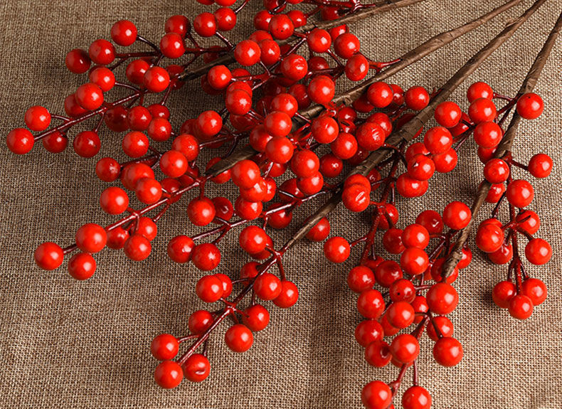 工厂现发红色发财果红果子假花客厅干花摆设摆件北美冬青浆果仿真花